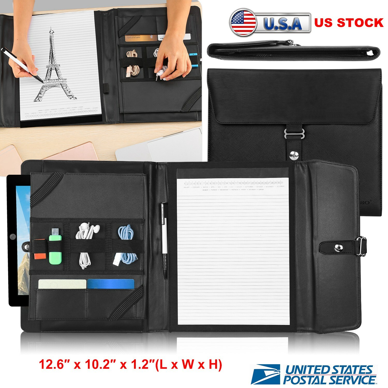 Business Notepad and Tablet Portfolio Carry Case with Handles for 9.7" Tablet PC