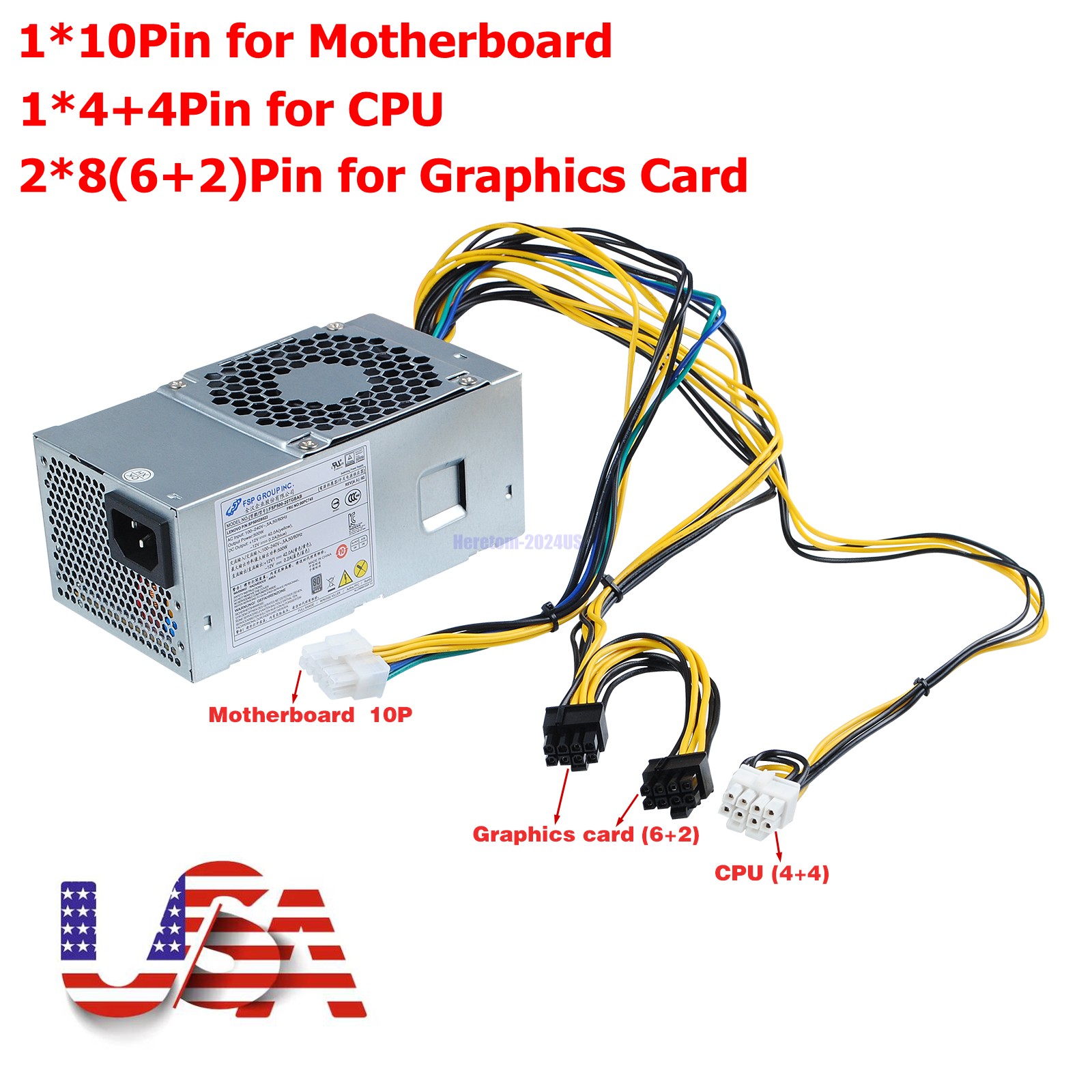 For Lenovo TFX Erazer M310 M410 510S M510 500W Power Supply FSP500-20TGBAB 10+4P