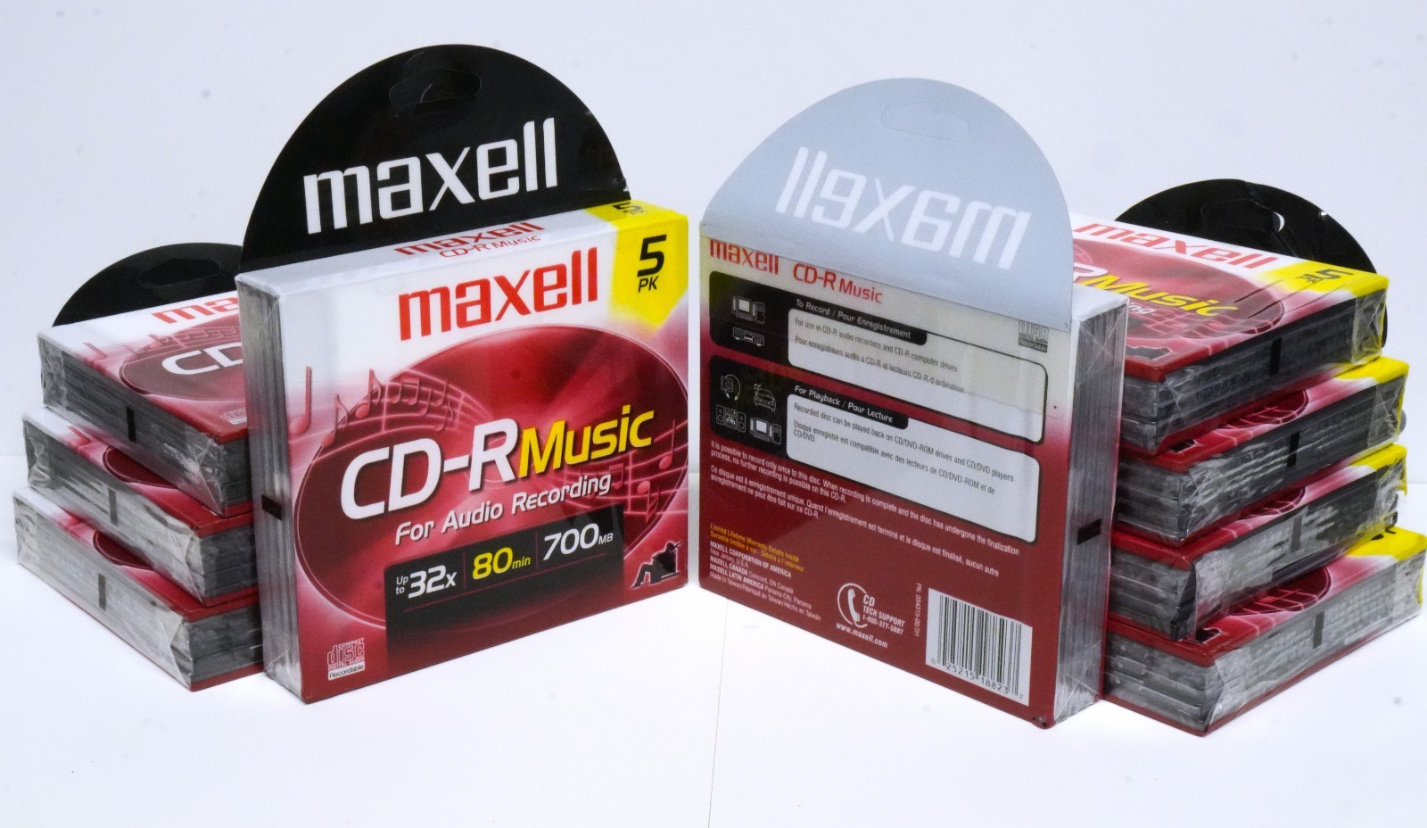 Maxell CD-R Music 45 Discs 9 Sealed 5-Packs 80 Min 700MB 32x Audio Jewel Cases