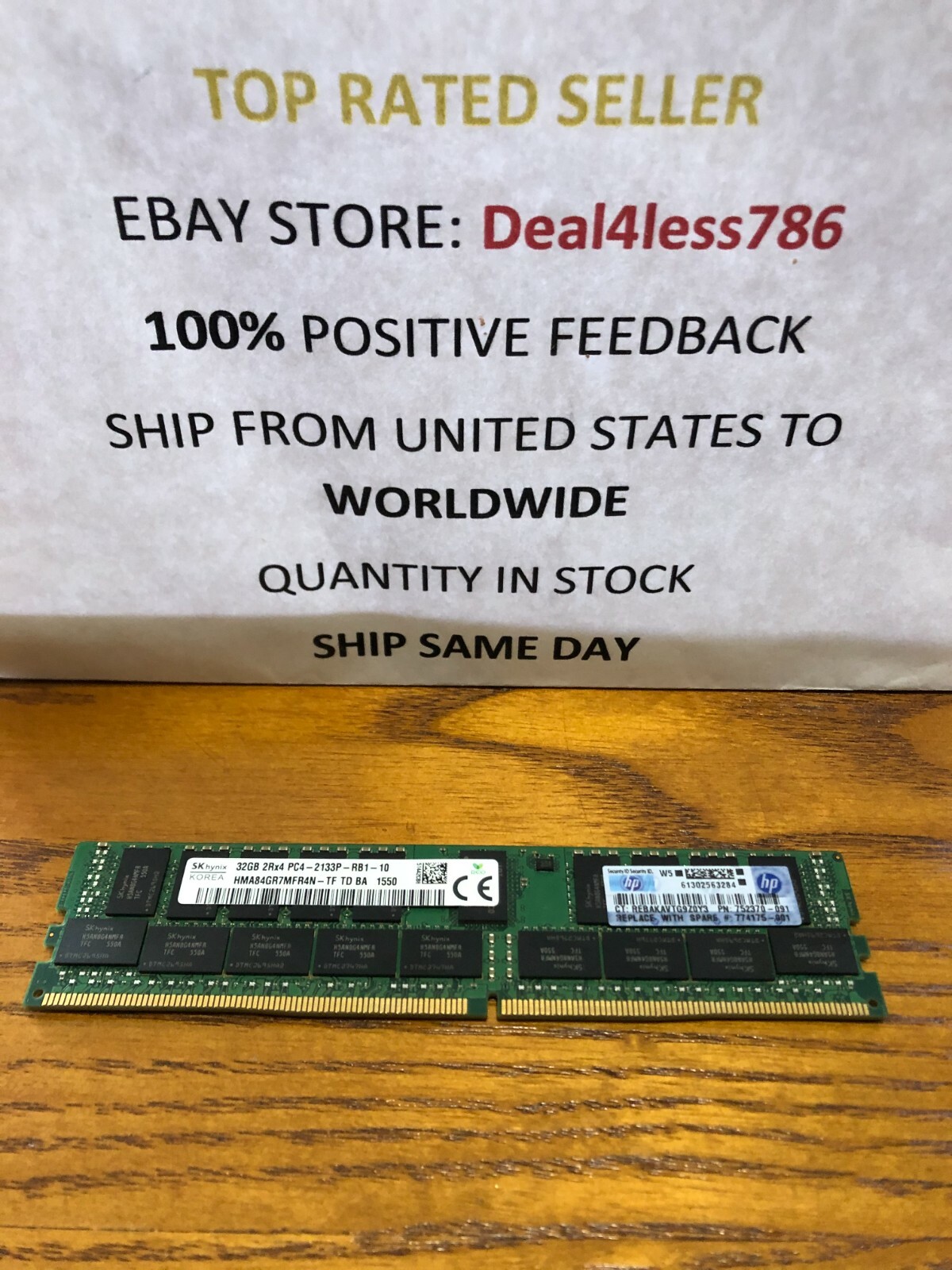 728629-B21 HP 32GB 2Rank x4 DDR4-2133 CAS-15 REG RAM 774175-001 752370-091