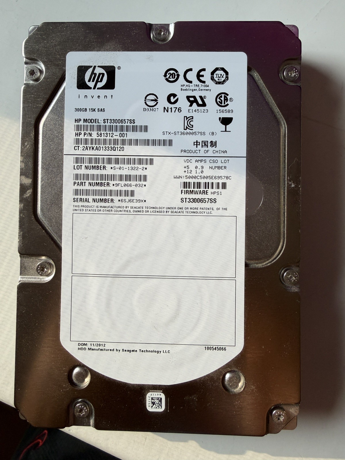 F617N Dell ST3300657SS 15K.7 300GB 15K RPM 6Gb/s 3.5" SAS Hard Drive
