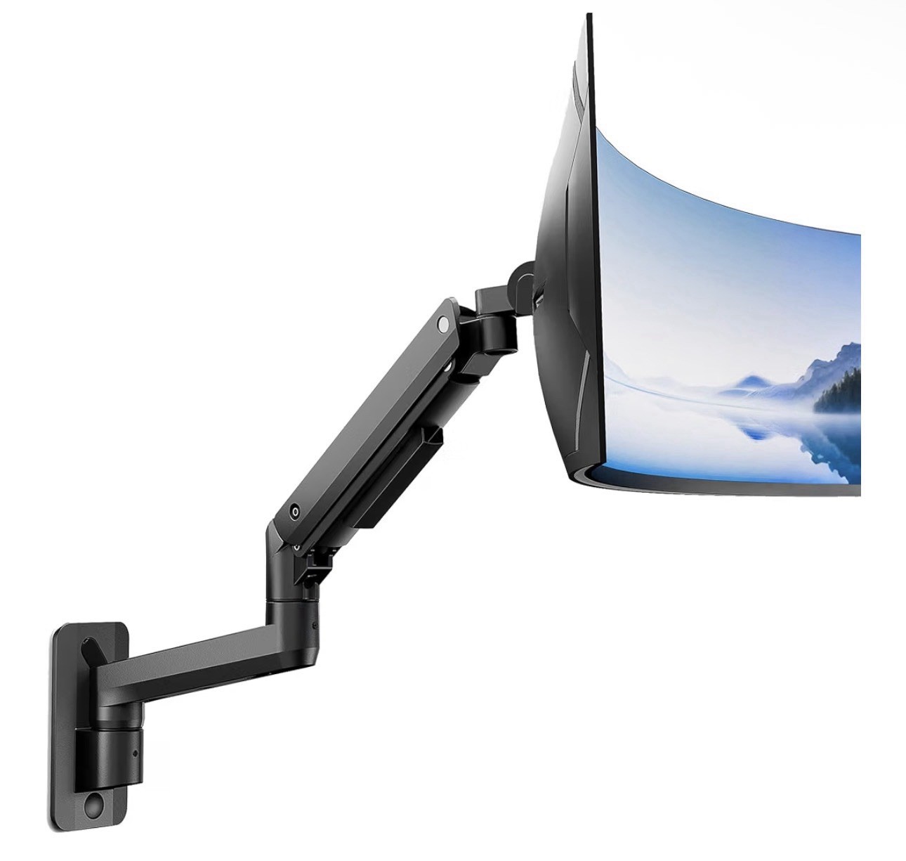 monTEK Single Monitor Wall Mount, 17–49" Gas Spring Arm, Up to 44 lbs