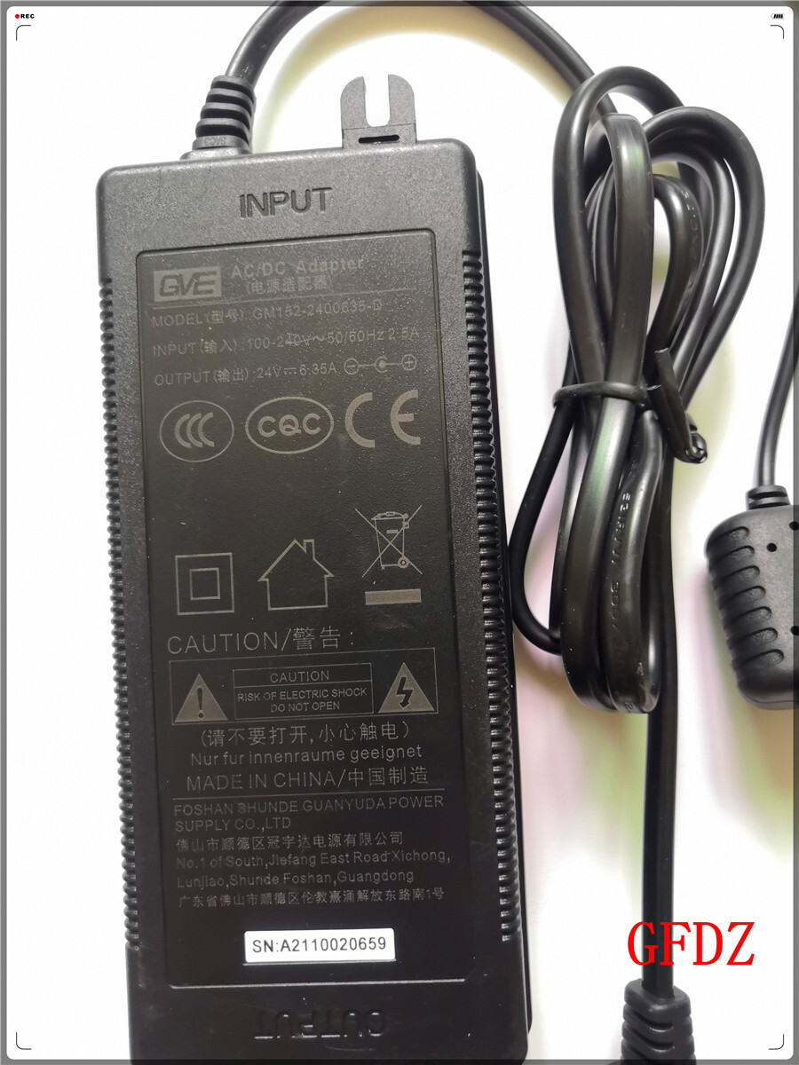 Genuine GVE GM152-2400635-D AC/DC Adapter 24V 6.35A Power Supply