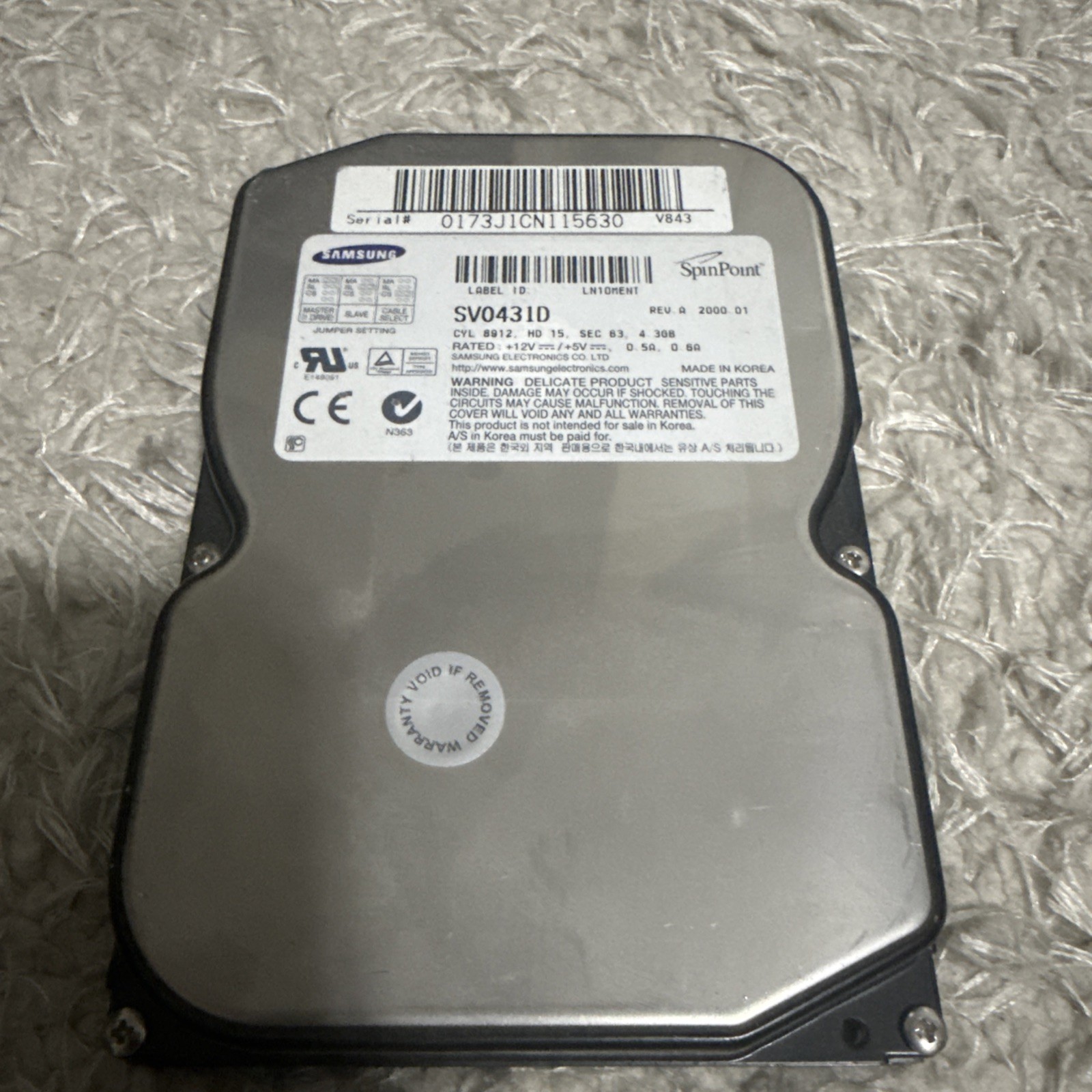 FESTPLATTE SAMSUNG SpinPoint V9100 SV0431D 4.3GB 5.4K ATA 3.5''