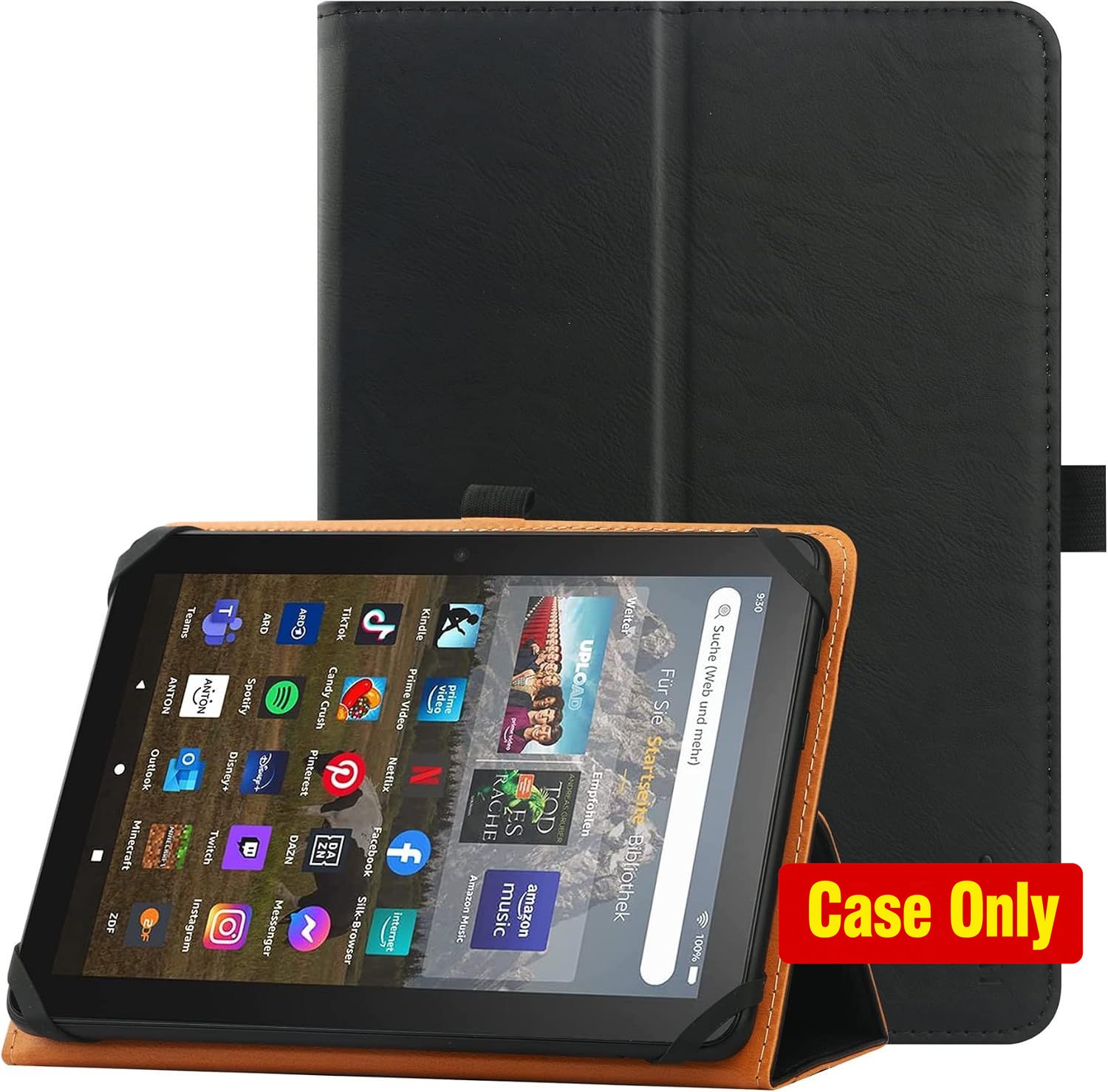 Case for 7 inch 8 inch Tablet, Folio Cover with Adjustable Stand and Secure Band