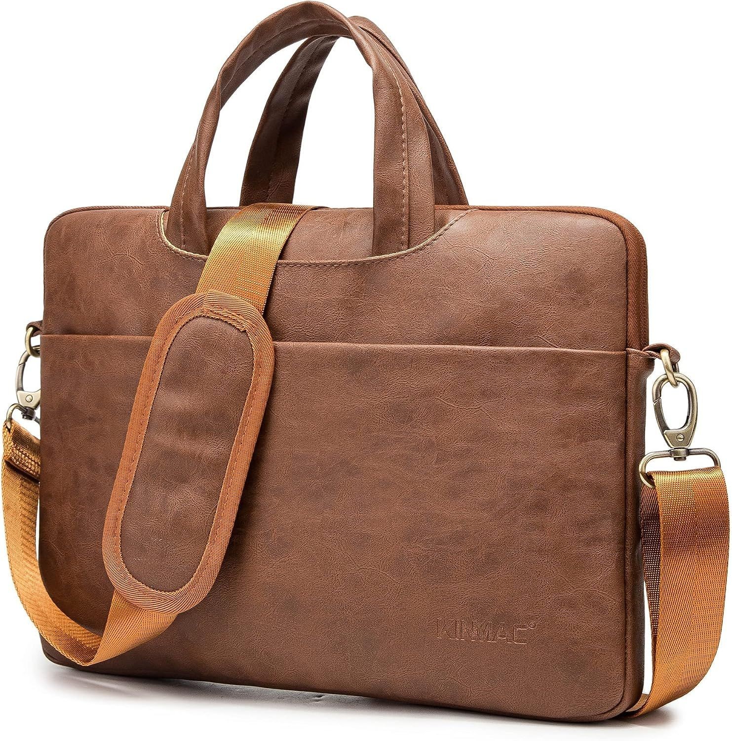 Waterproof 360° Protective PU Leather Briefcase Messenger Sleeve Bag for Laptop
