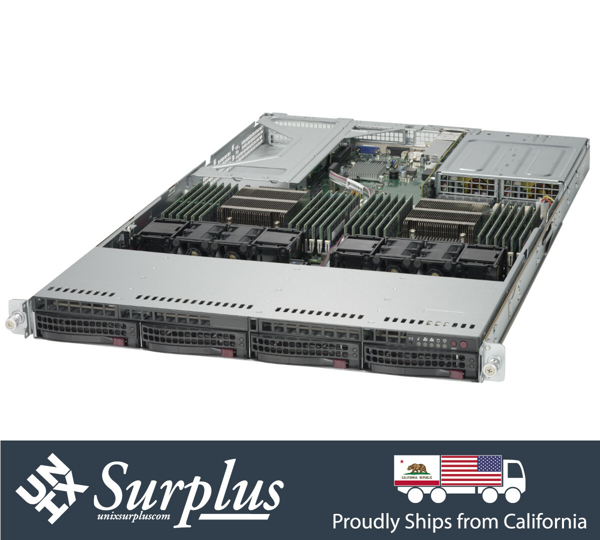 Supermicro 1U X10DRU-i+ 2x Xeon E5-2690 V3 64GB DDR4 RAM 4x Caddy 4x 10GB-T A
