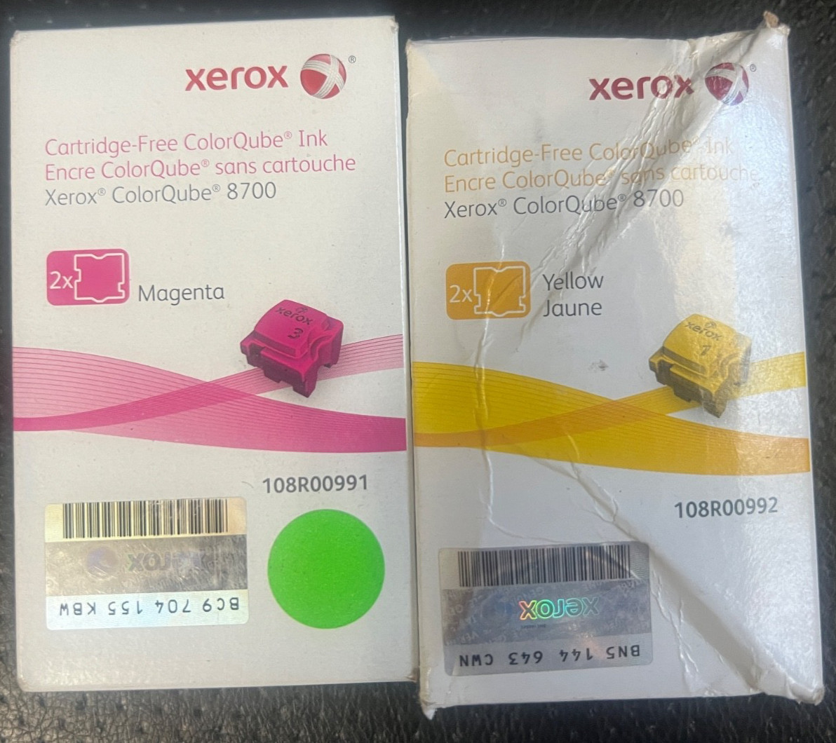 108R00991, 108R00992 Original OEM Xerox Solid Ink, Magenta, yellow 2Pk 