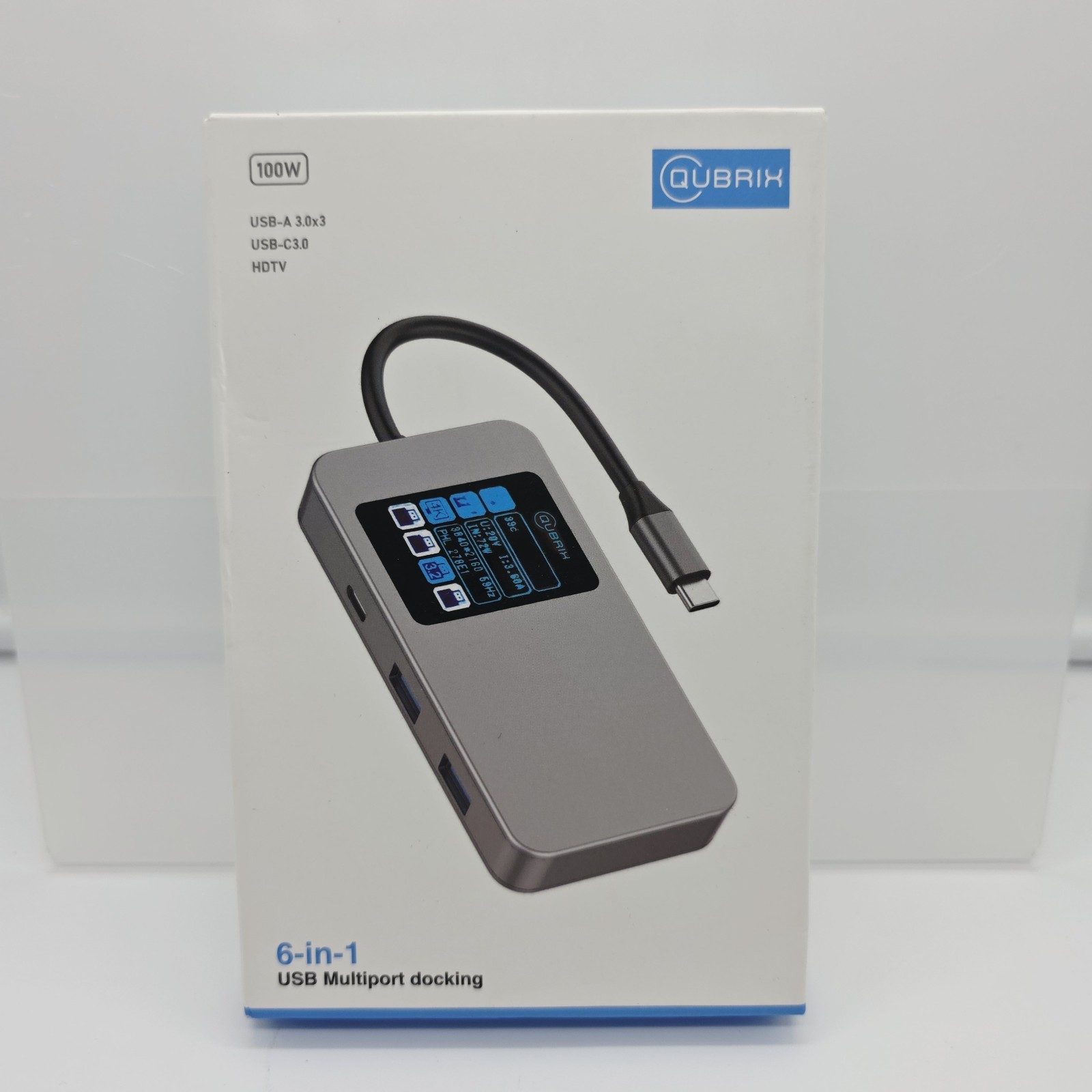 6-in-1 USB-C Hub Dock 100W PD HDMI 4K 3 USB 3.0 Display NEW