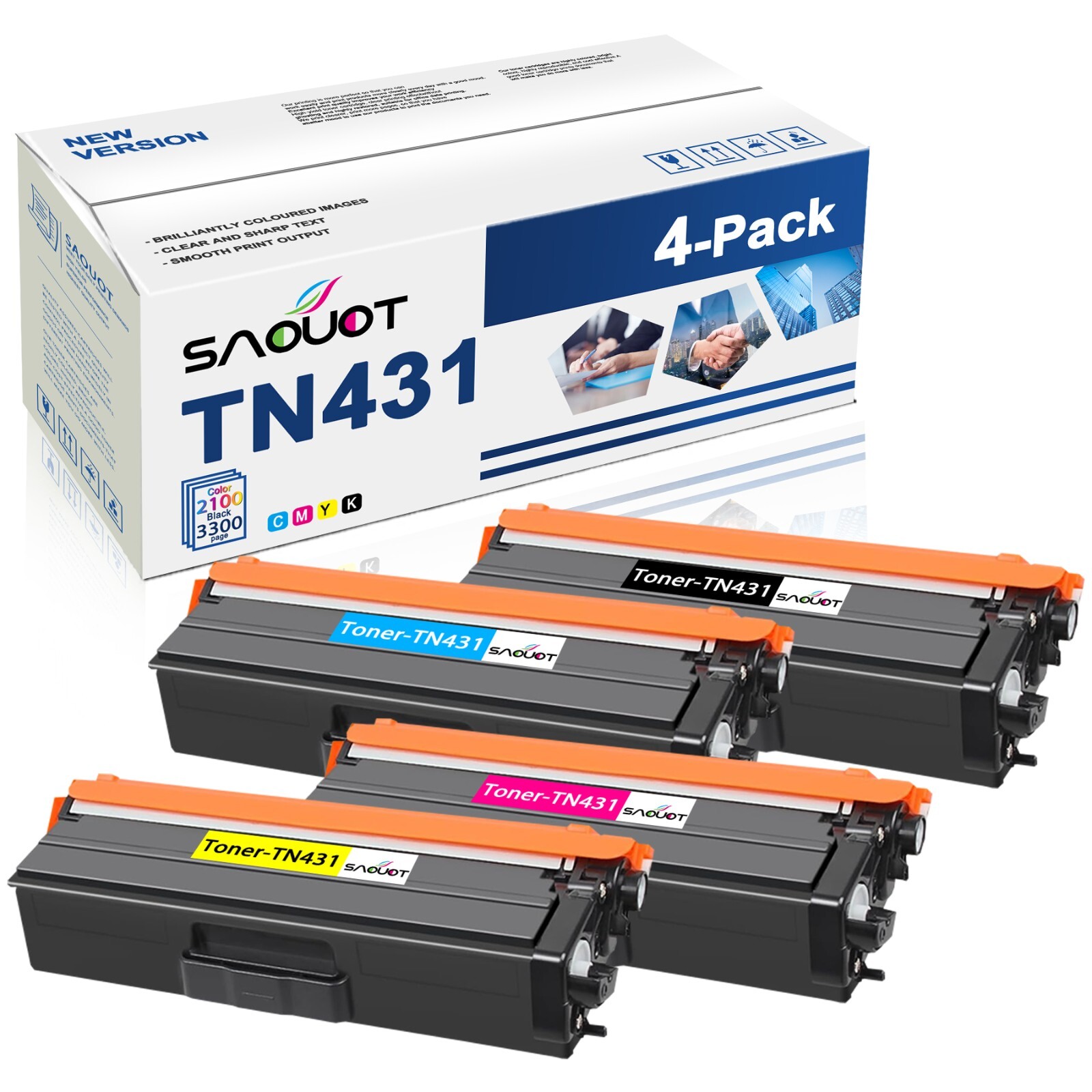 TN-431 TN431 Toner Cartridge Replacement for Brother 4 PK Color HL-L8360CDWT