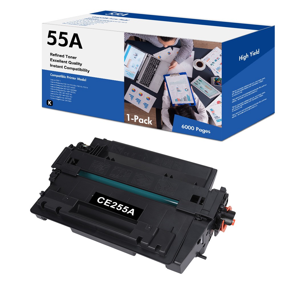 1 Pack CE255A 55A Toner Cartridge fit for HP LaserJet Pro P3011 P3015X MFP M525C