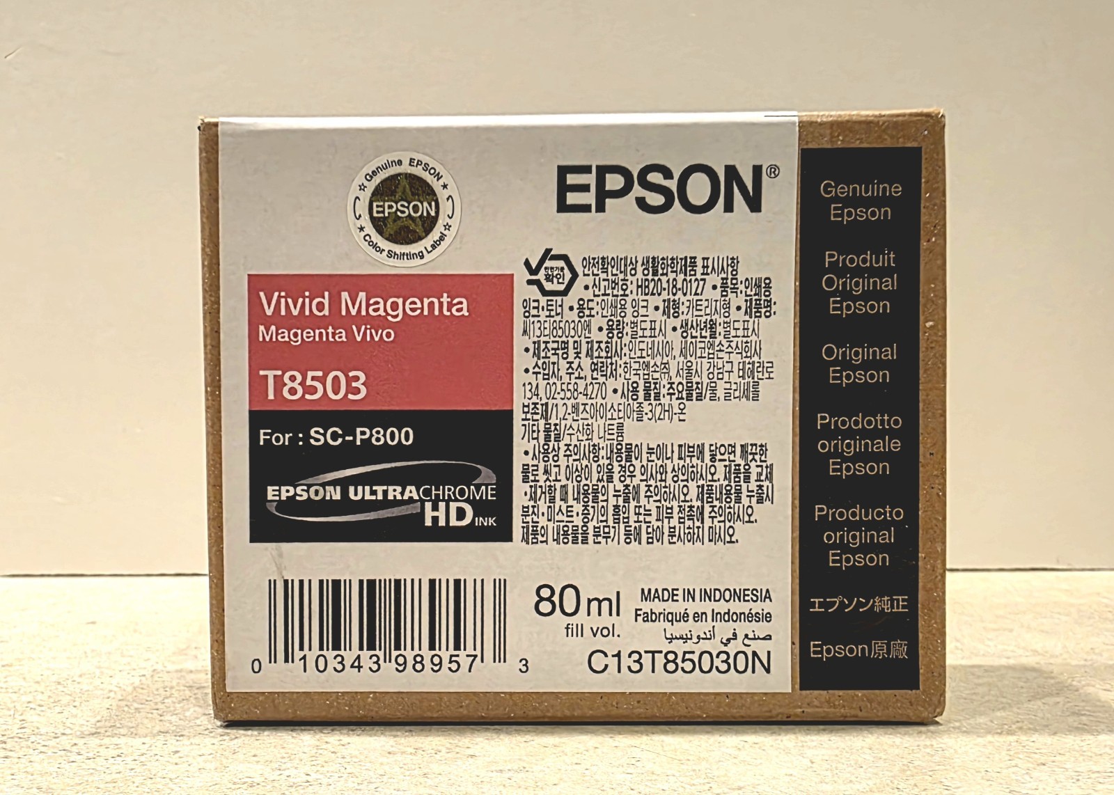 NEW Epson VIVID MAGENTA T8503 UltraChrome HD Ink SC-P800 *Use by 7/12/28