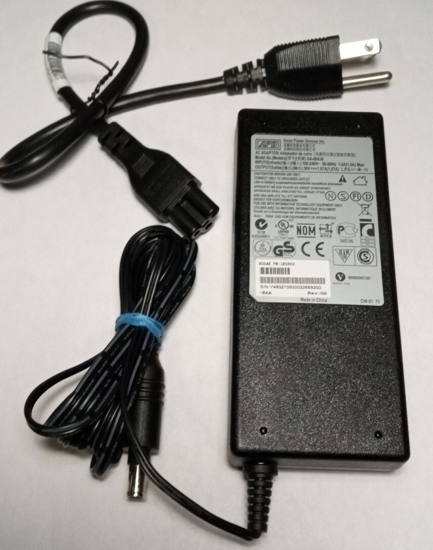 GENUINE ASIAN POWER DEVICES DA-60A36 AC ADAPTER 36 V 1.67 (TESTED)