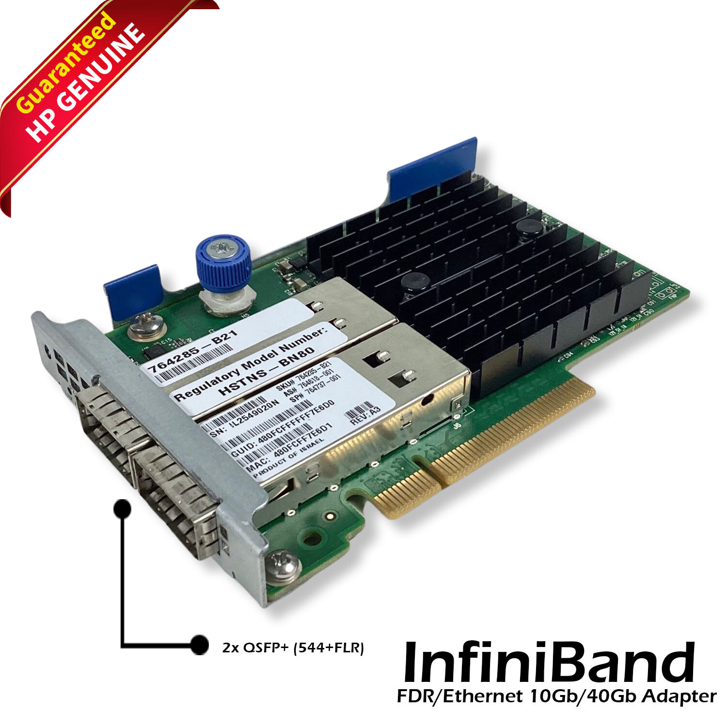 HP InfiniBand FDR 2-Port 10GB/40GB 544+FLR QSFP 764618-001 764285-B21 764737-001