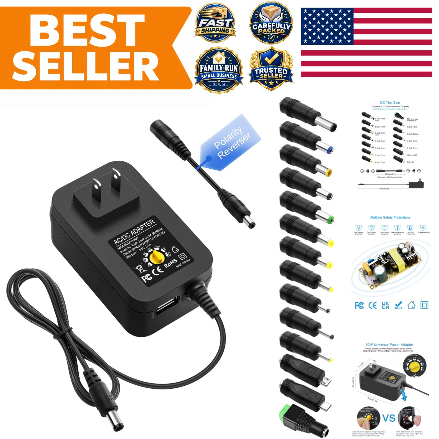 All-in-One 30W Adjustable Voltage Power Adapter - 14 Tips for Compatibility