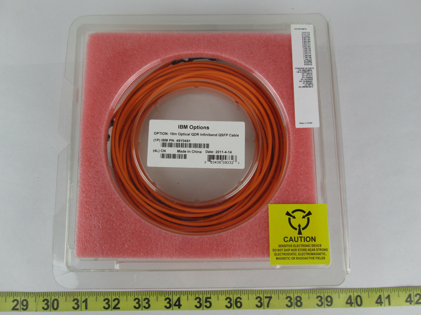 New IBM Options 10m Optical QDR Infiniband QSFP Cable 49Y0491 78P0482 Plug 