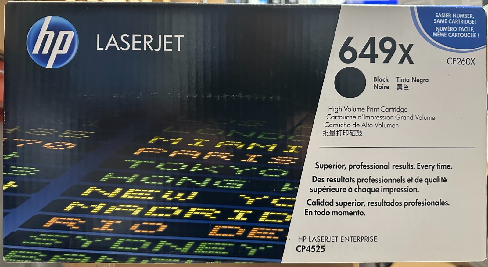 New HP 649X LaserJet Black Toner Cartridge CE260X for CP4525 - Factory Sealed
