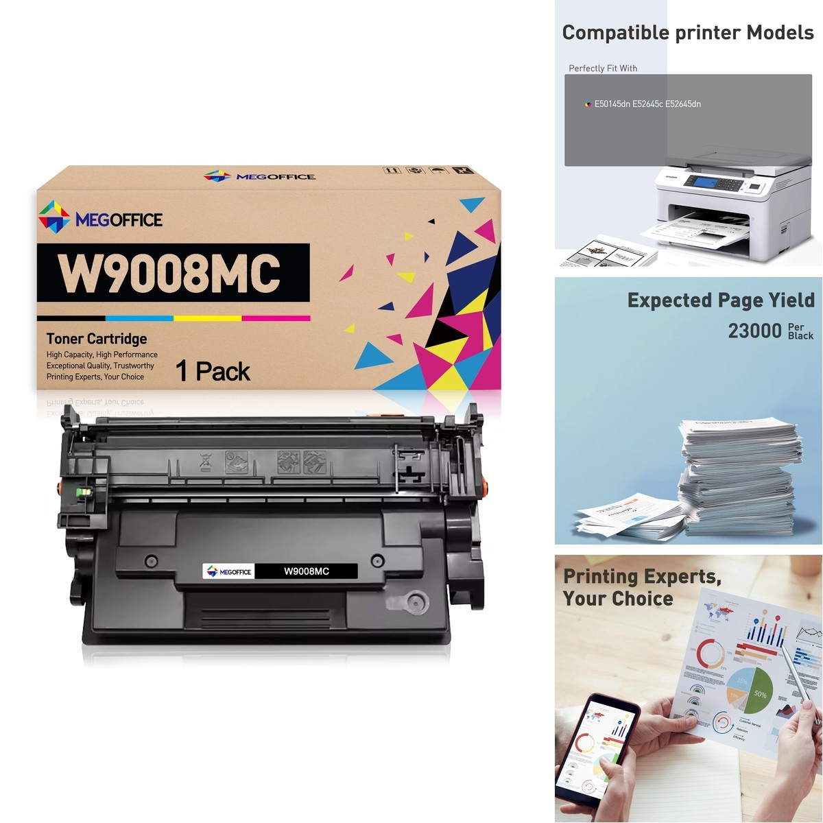 MEGOFFICE W9008MC Black Toner Cartridge Replacement For HP W9008 W9008MC W9008