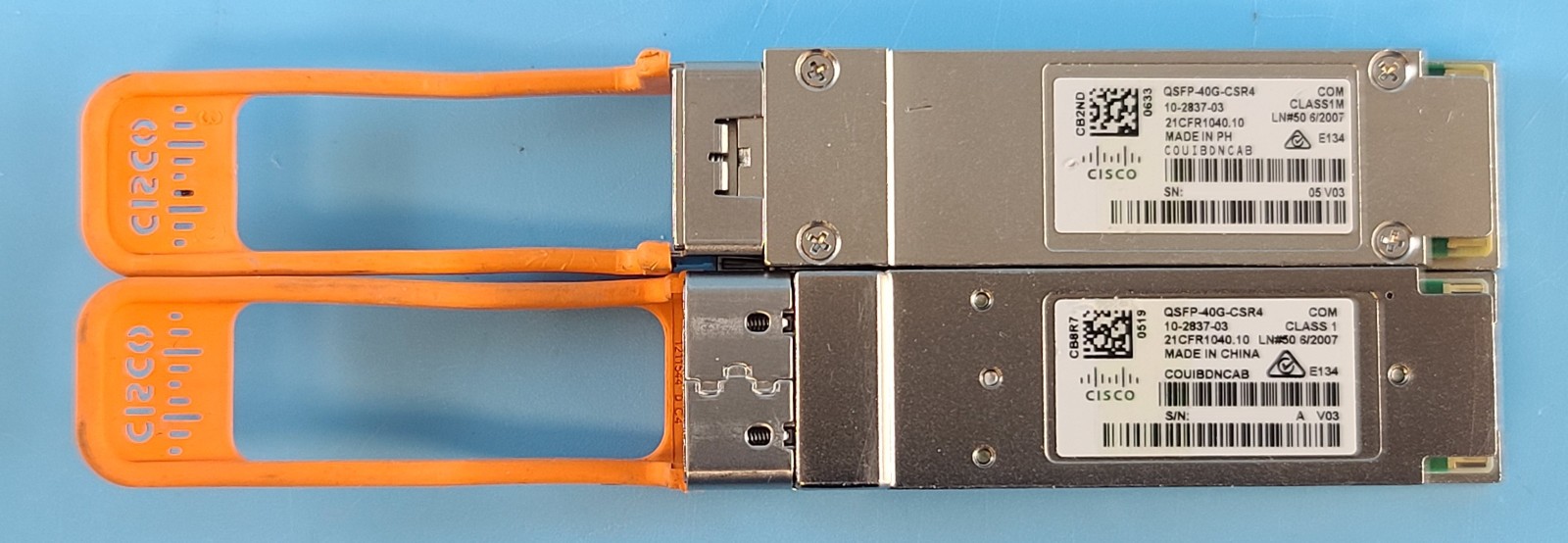 Lot of 8 Cisco 10-2837-03 QSFP-40G-CSR4 40G-Base CSR4 MMF QSFP+ MPO Transceiver
