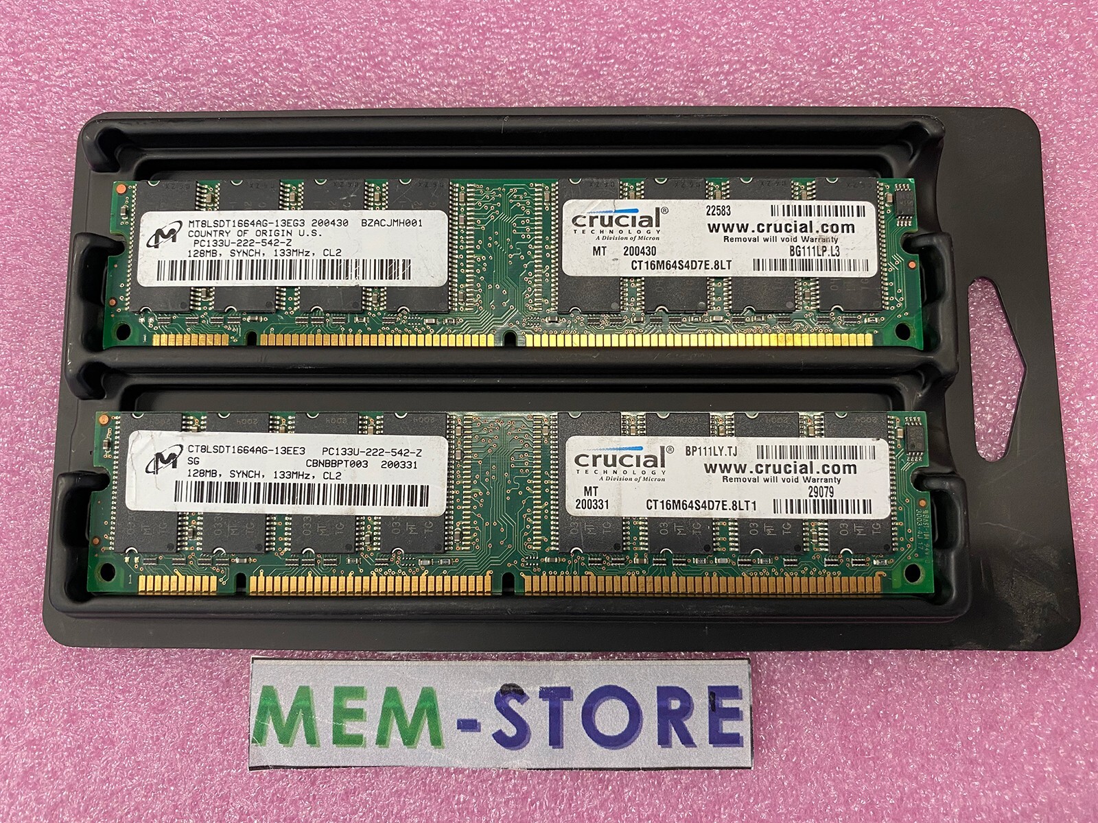 Micron MT8LSDT1664AG-13EG3 256MB (2x128MB) SDRAM PC-133U UDIMM 168pin Memory RAM
