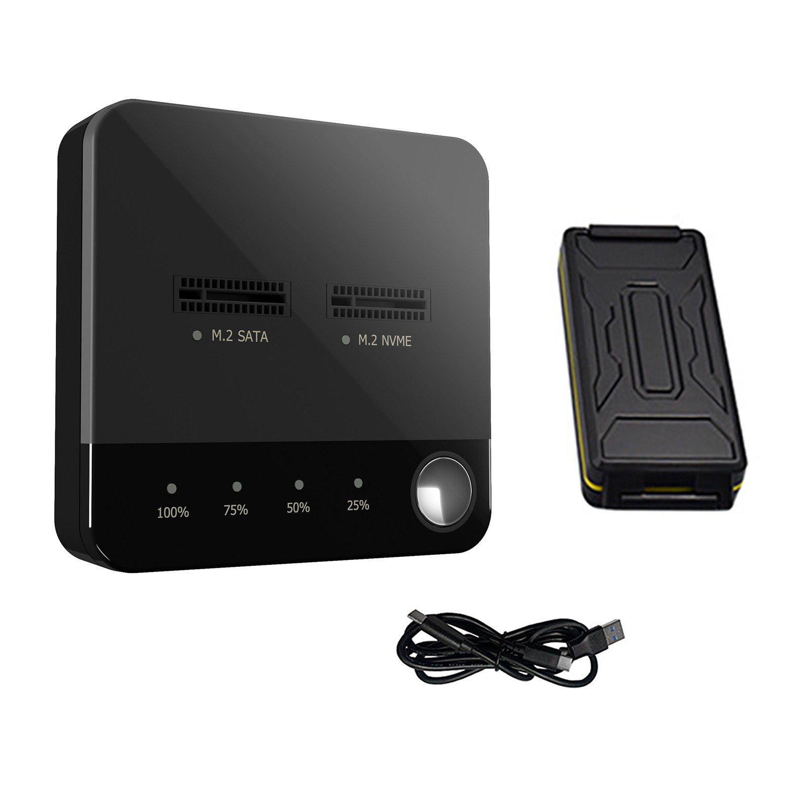 1 PC Portable Dual Bay M.2 SATA/NVME Clone Duplicator Offline Disk Copy Tool