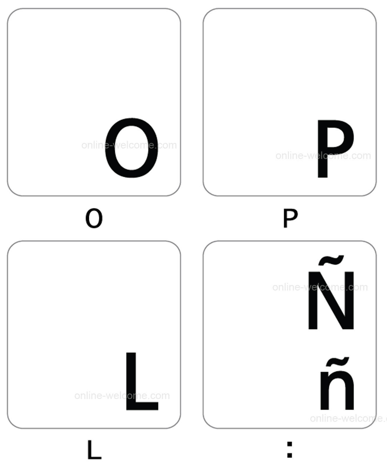 spanish latin american transparent keyboard sticker black letters