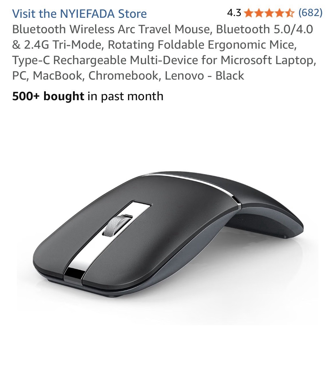 Bluetooth Wireless Arc Travel Mouse, Bluetooth 5.0/4.0 & 2.4G Tri-Mode, Rotat