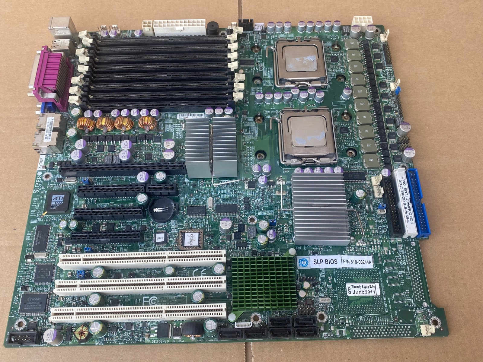 Super Micro X7DBE SLP BIOS 518-03244A Board FAULTY