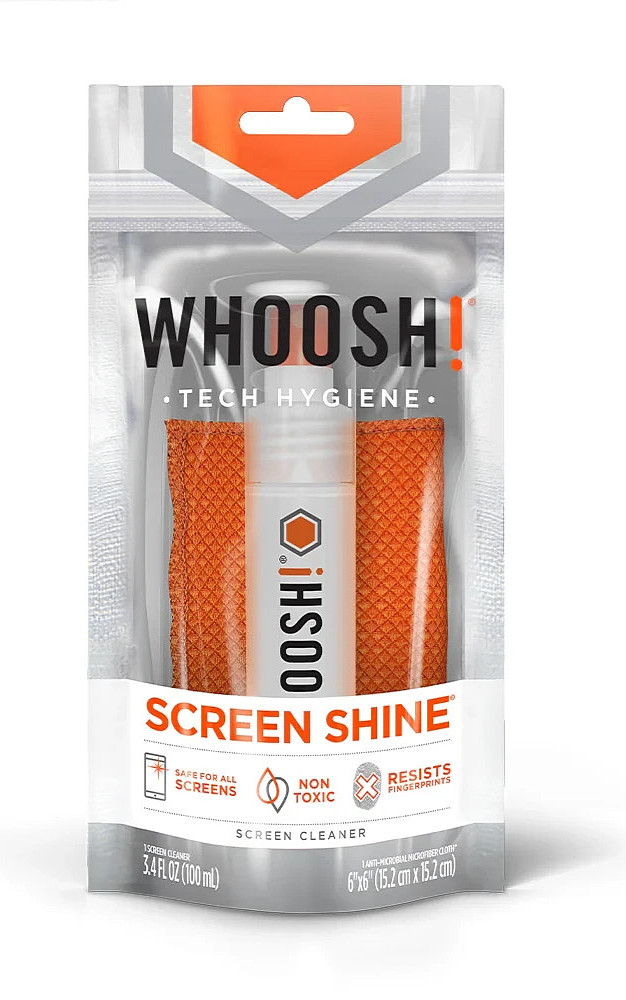 WHOOSH Tech Hygiene 3.4 OZ Screen Cleaner w/ Microfiber Cloth - Orange - RETAIL