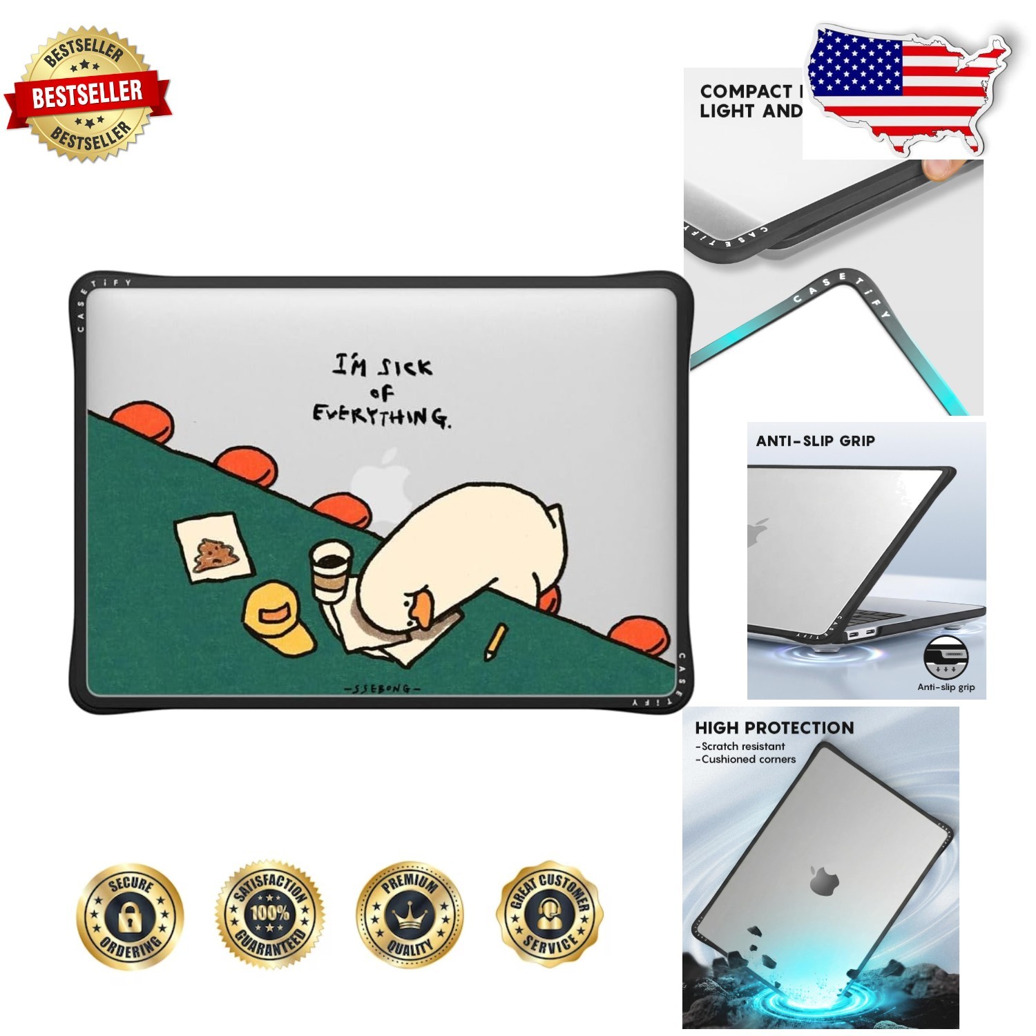 MacBook Air 13" M1/Intel Case: Cushioned Corners, Anti-Slip Grip, Scratch-Res...