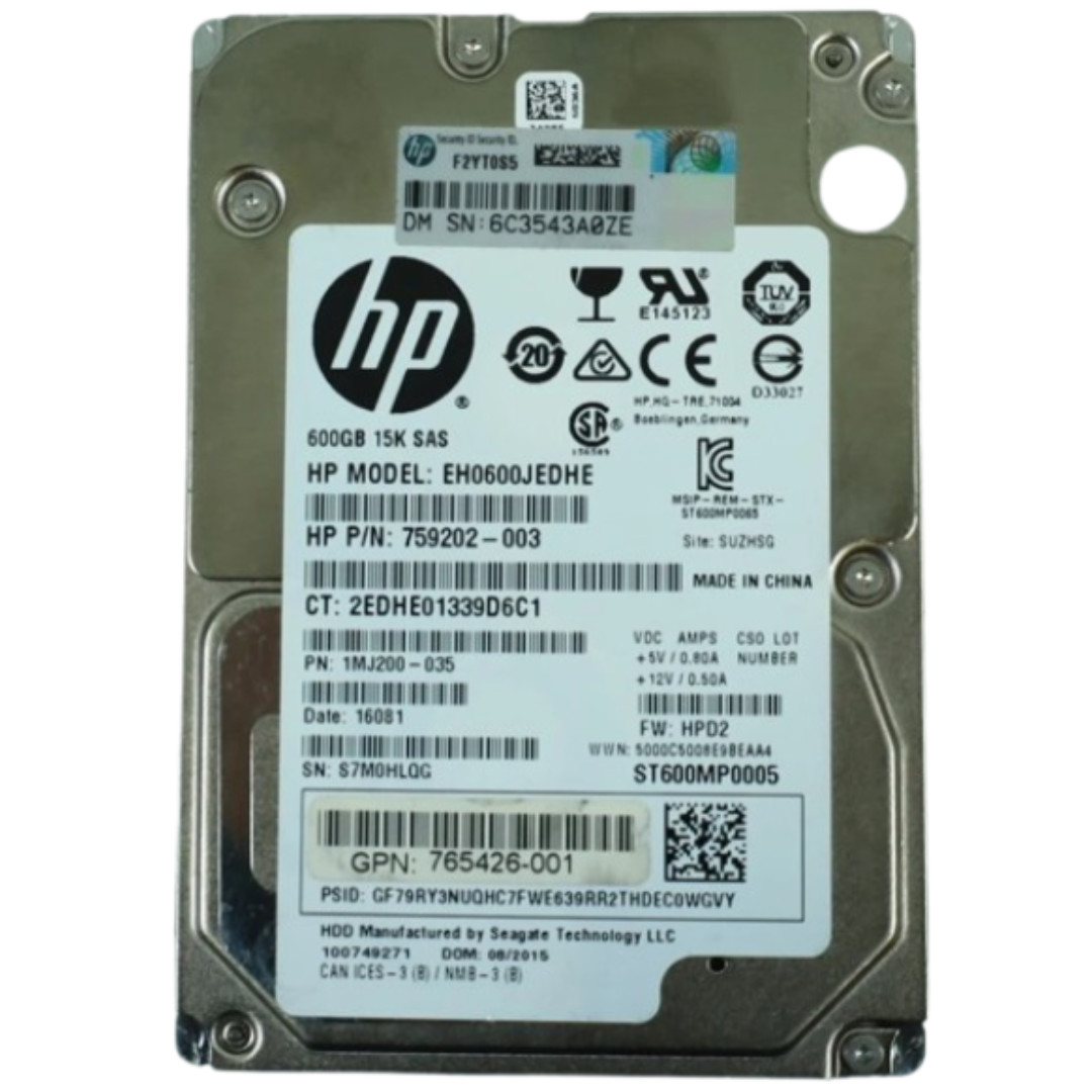 HPE 600GB 15K SAS Enterprise HDD EH0600JEDHE 759202-003