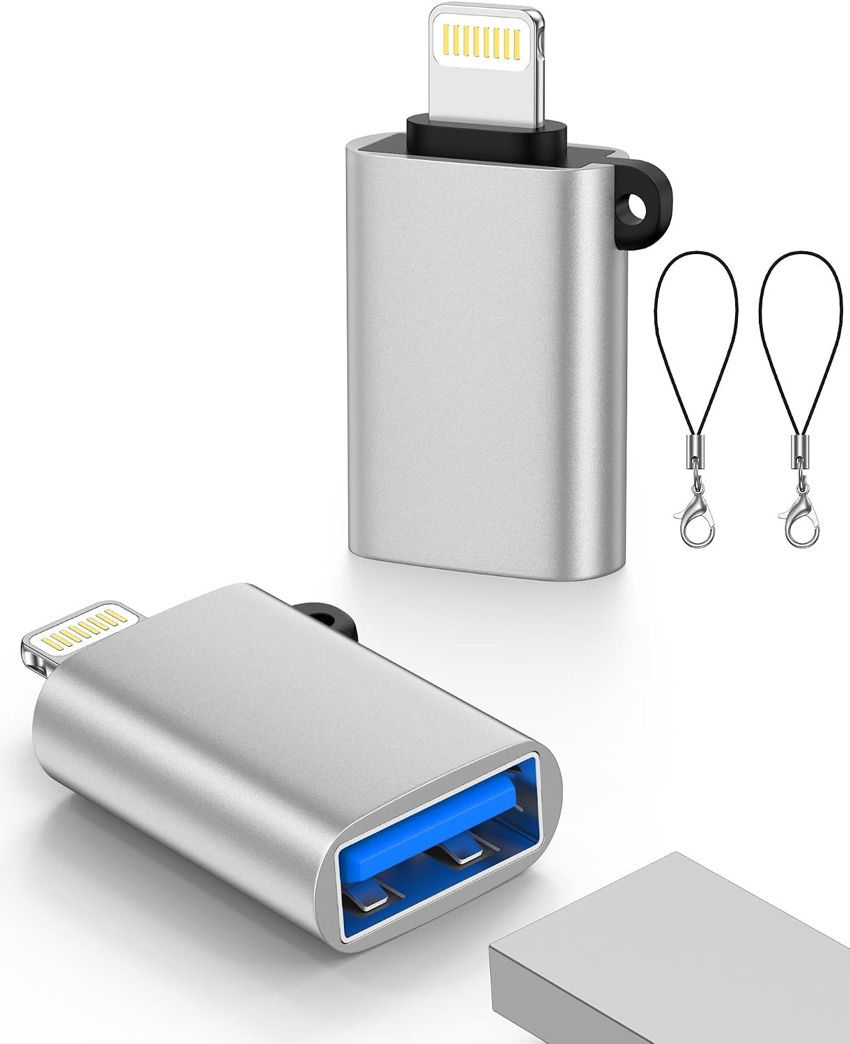 2 Pack Lightning to USB 3.0 OTG Adapter for iPhone 14 13 12 11 iPad Flash Drive