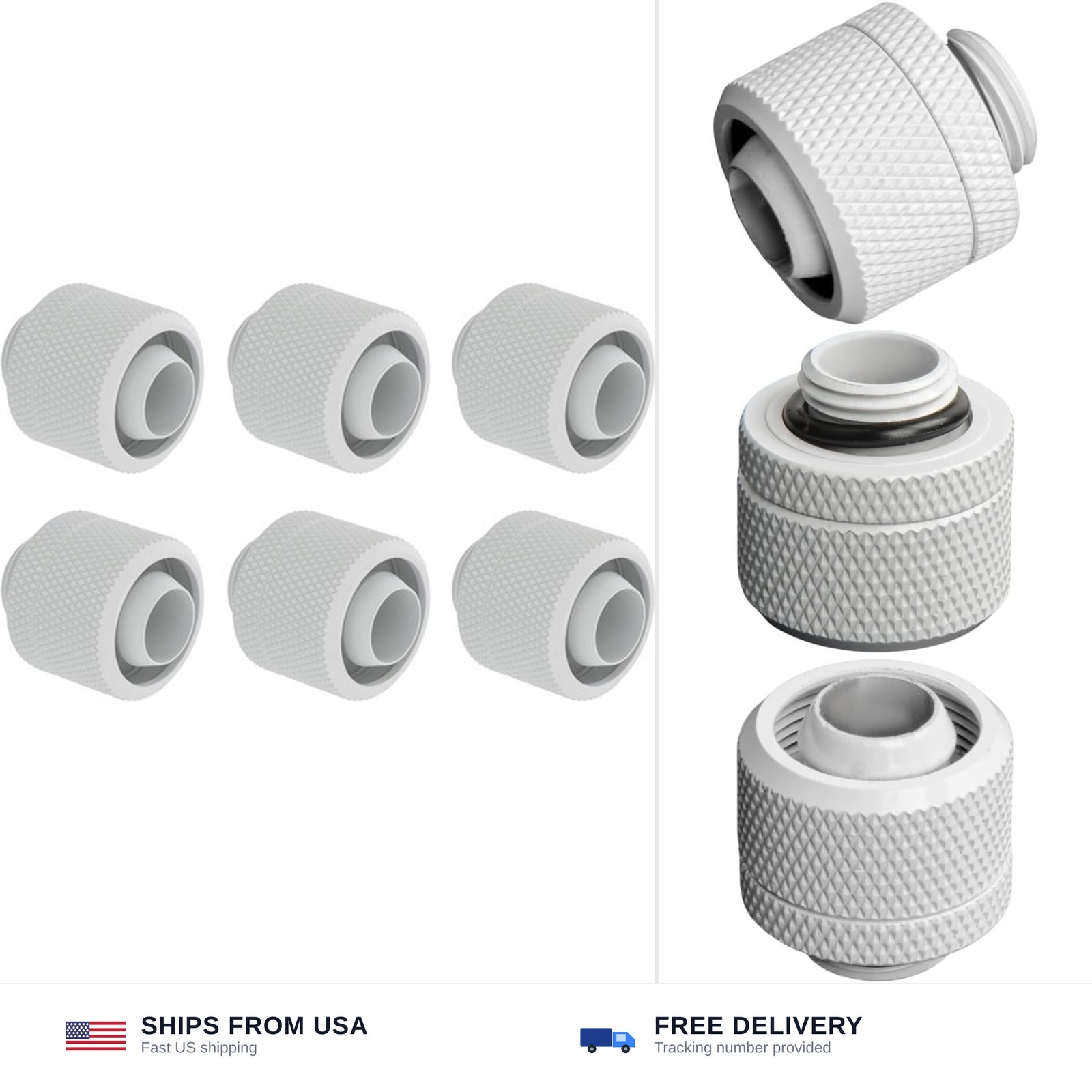 dracaena.io 6 Pack G1/4" Thread to 3/8" ID, 5/8" OD Compression Fitting for S...