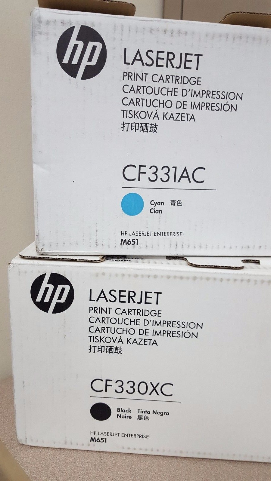 HP LASERJET PRINT CARTRIDGE CF330XC BLACK / C331AC CYAN - USED -  "AS IS"  