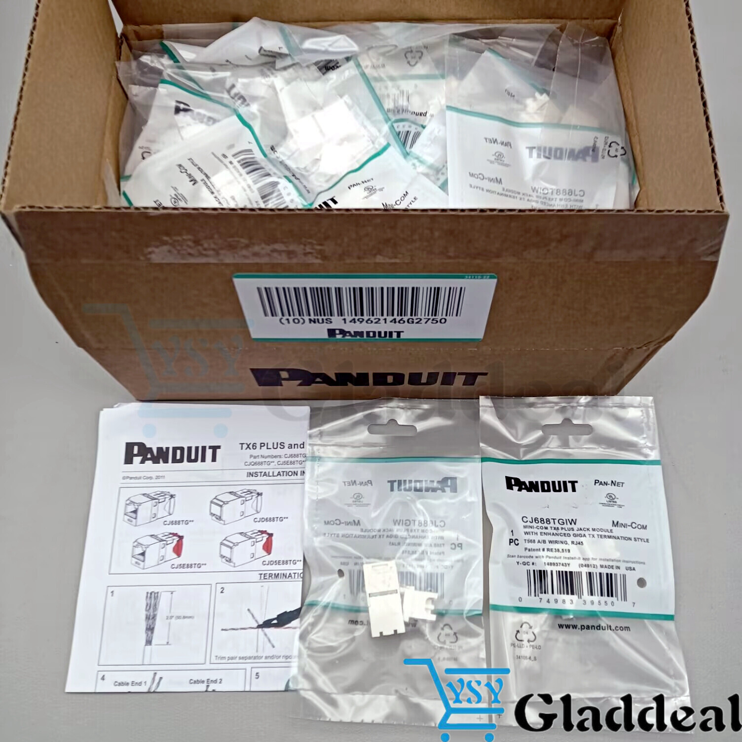 For Panduit Giga TX Cat6 jack White CJ688TGIW BOX OF 50. ！