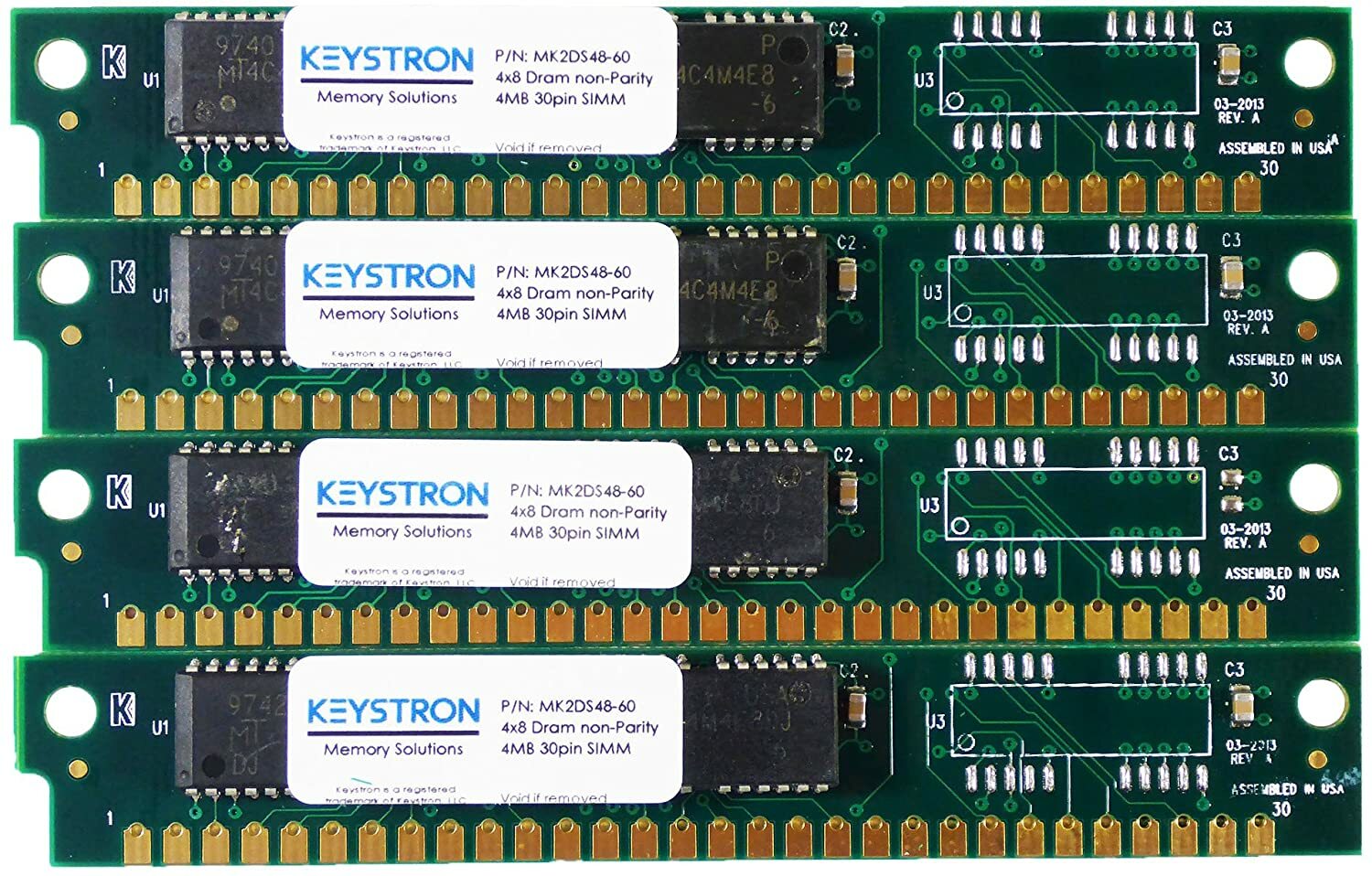 4x 4MB 16MB 30pin SIMMs RAM MEMORY non-parity 4x8 for Roland S750 S770 Sampler  