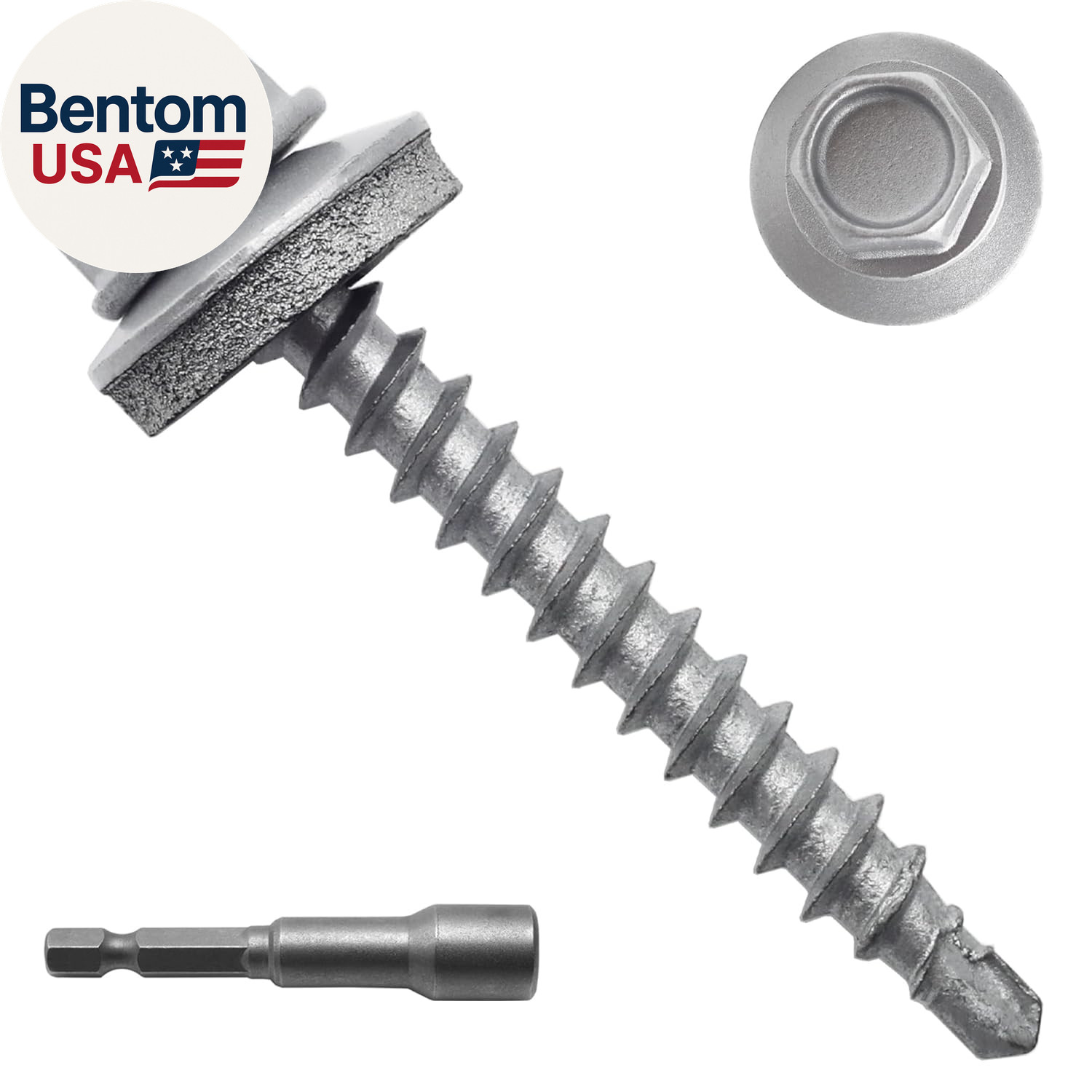 250Pcs #10 X 1-1/2" Galvanized Hex Head Self-Drilling Metal Roofing Screws, EPDM