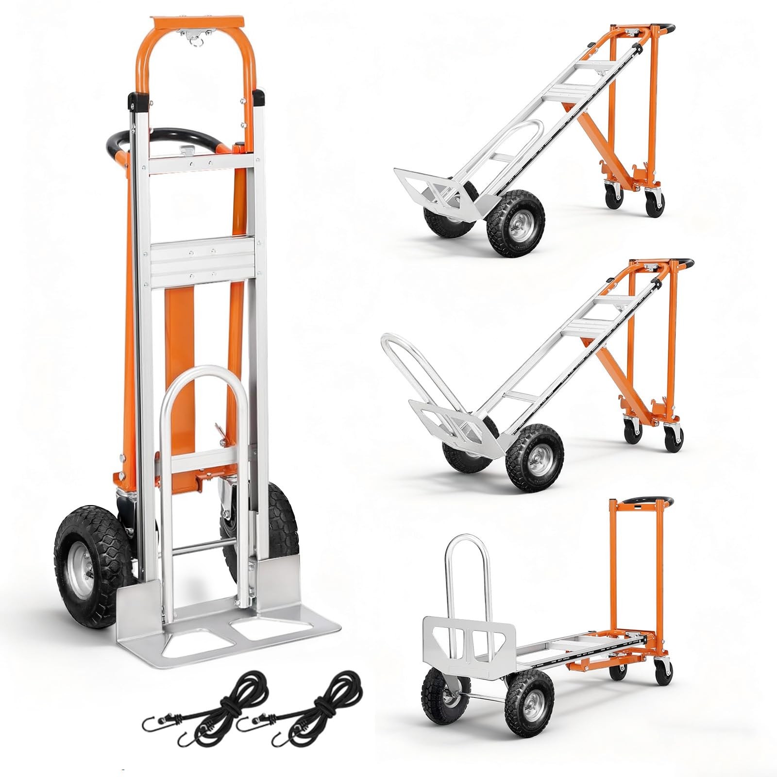 Aluminum 4 in 1 Convertible Hand Truck Dolly, 1000Lbs Capacity, Heavy Duty Fo...