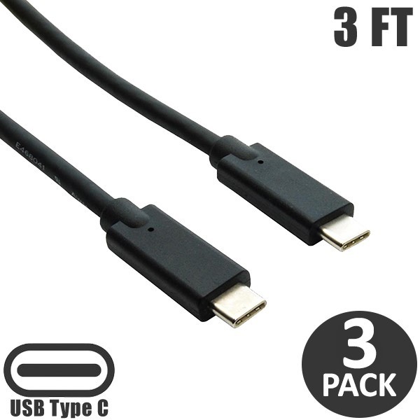 3x 3FT USB-C Type C Male to Male Charge Sync Data Cable PC Phone Laptop MacBook