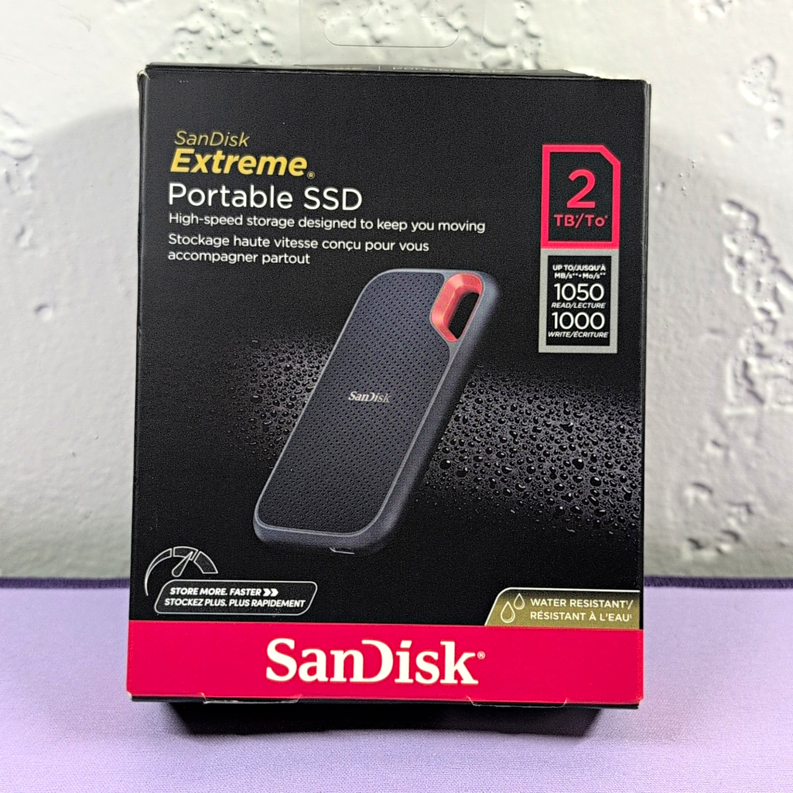SanDisk Extreme Portable SSD 2TB USB 3.2 Gen 2 Type-C Water/Shock Resistant