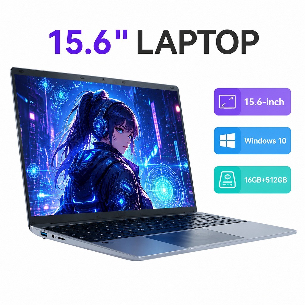 NEW Laptop Computer 15.6 inch Intel Quad-Core Processors 16GB RAM+512GB SSD