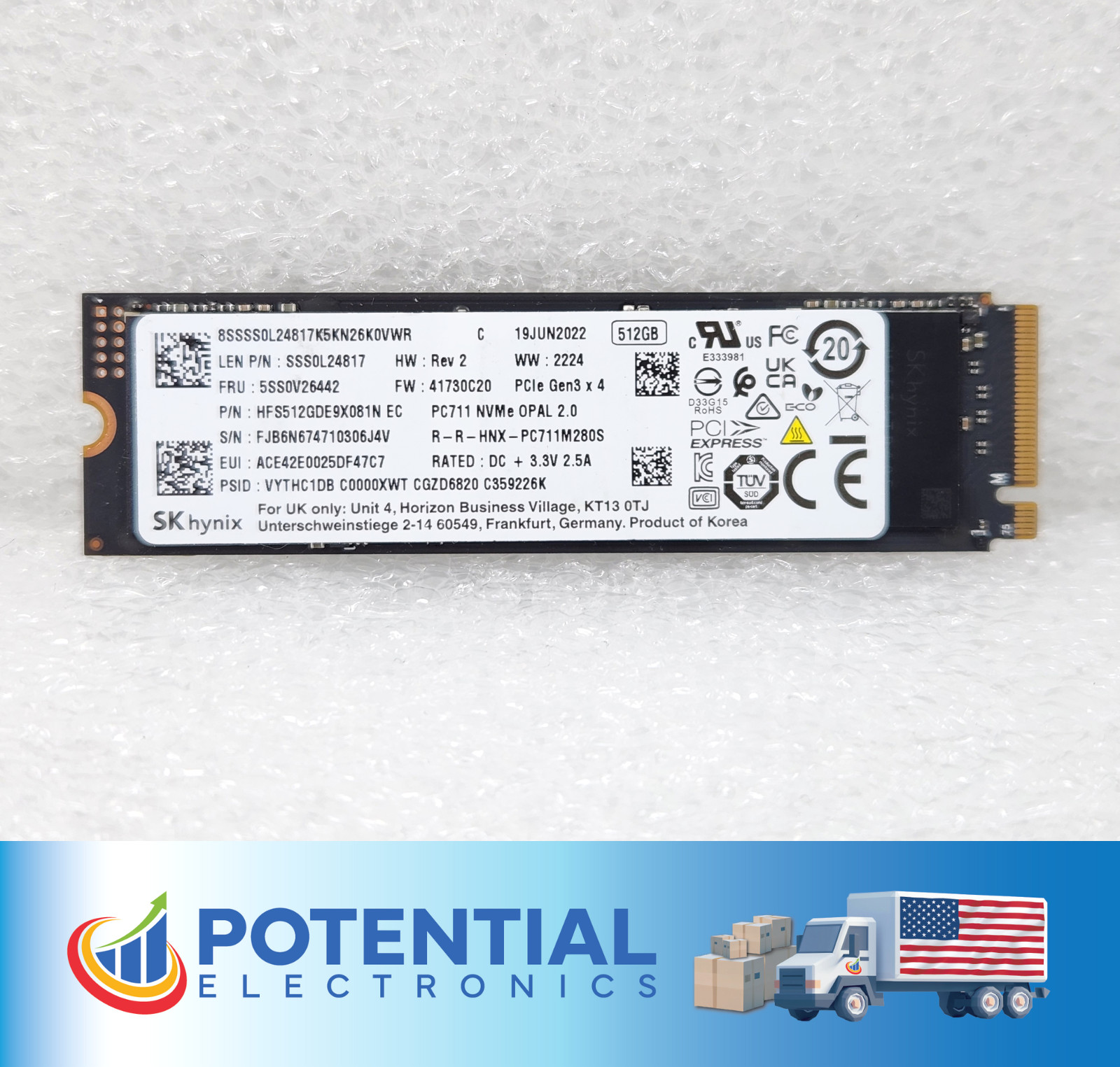 SK Hynix PC711 HFS512GDE9X081N 512GB M.2 PCIe Gen3 x4 NVMe Solid State Drive