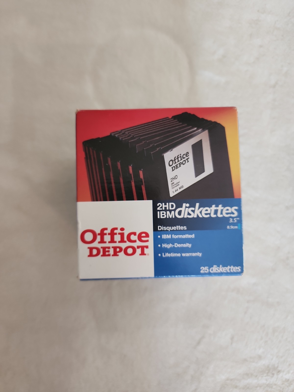 25-Pack Office Depot 3.5" Diskettes 2HD IBM Formatted Made in USA New Sealed