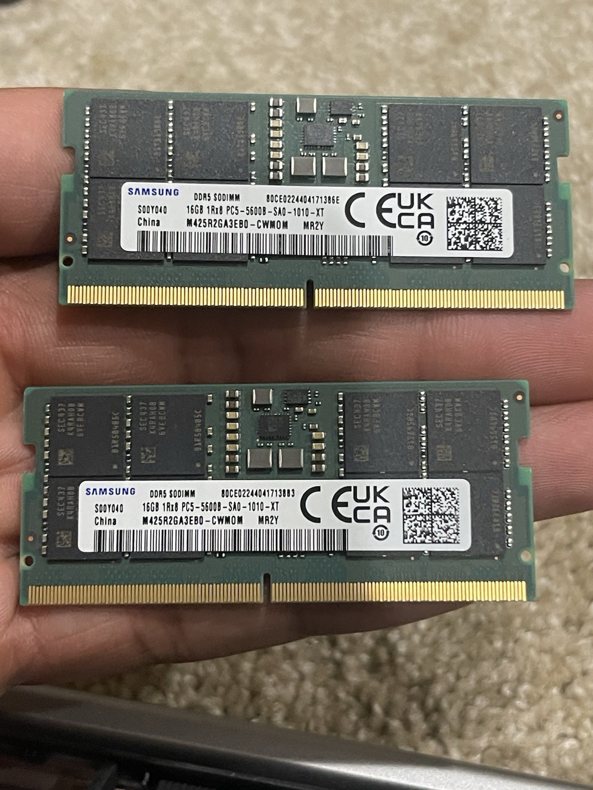 Samsung 32GB (2x16GB) DDR5 SO-DIMM PC5-5600B 262-Pin Unbuffered RAM