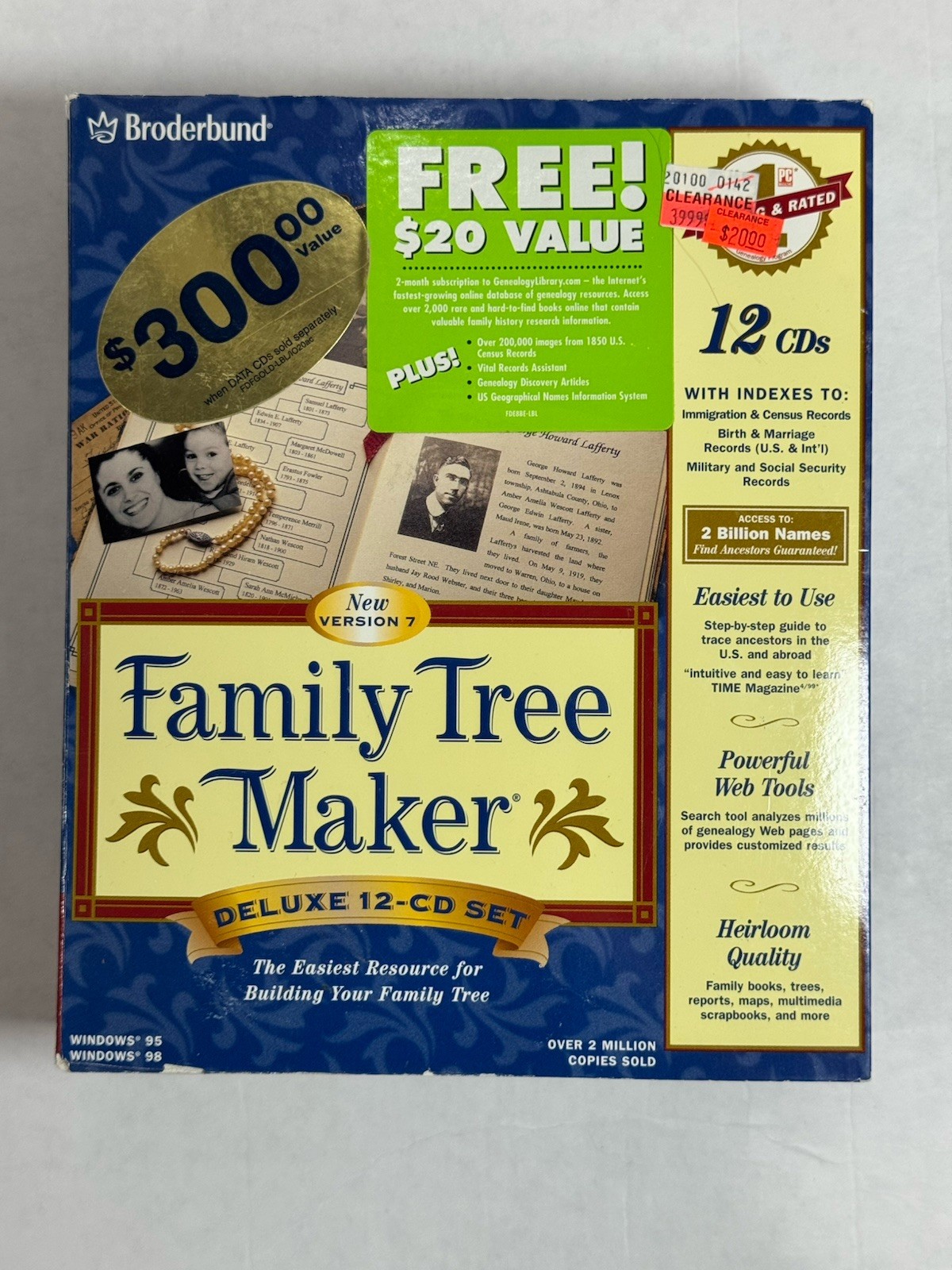Family Tree Maker Version 7 Deluxe 12-CD Set WIN95/98