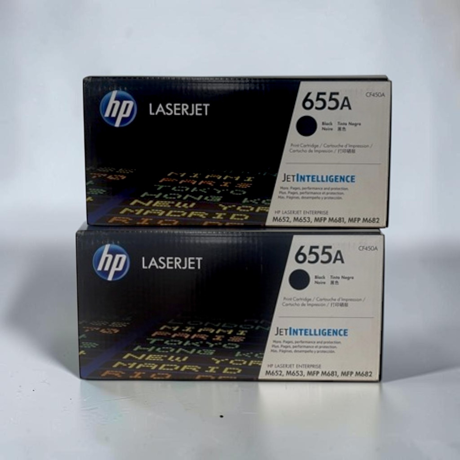 HP 655A Black Toner 2-Pack CF450A Genuine OEM New Open Box M652 M653 M681 M682