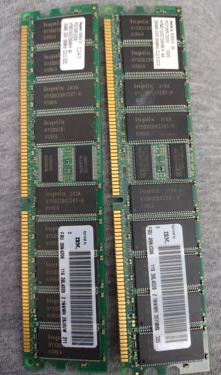 Hynix 512MB (2X256MB) DDR1 PC2100R-25330 266MHz ECC Reg RAM HYMD132G725B4M-H AA