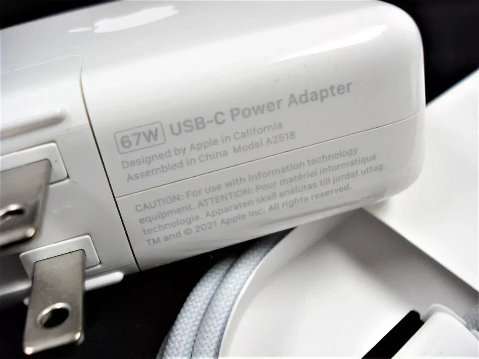 New Genuine 67W USB-C Power Adapter Charger Apple MacBook Pro 13" 14" M1 A2518