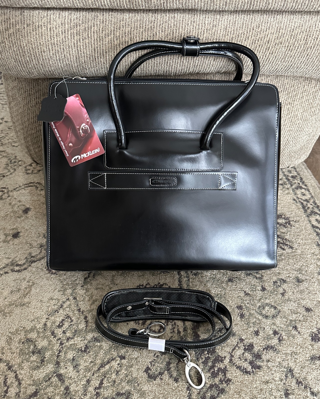 McKlein USA - W Series - Black Leather Women's LAKE FOREST 15" Laptop Case 94335