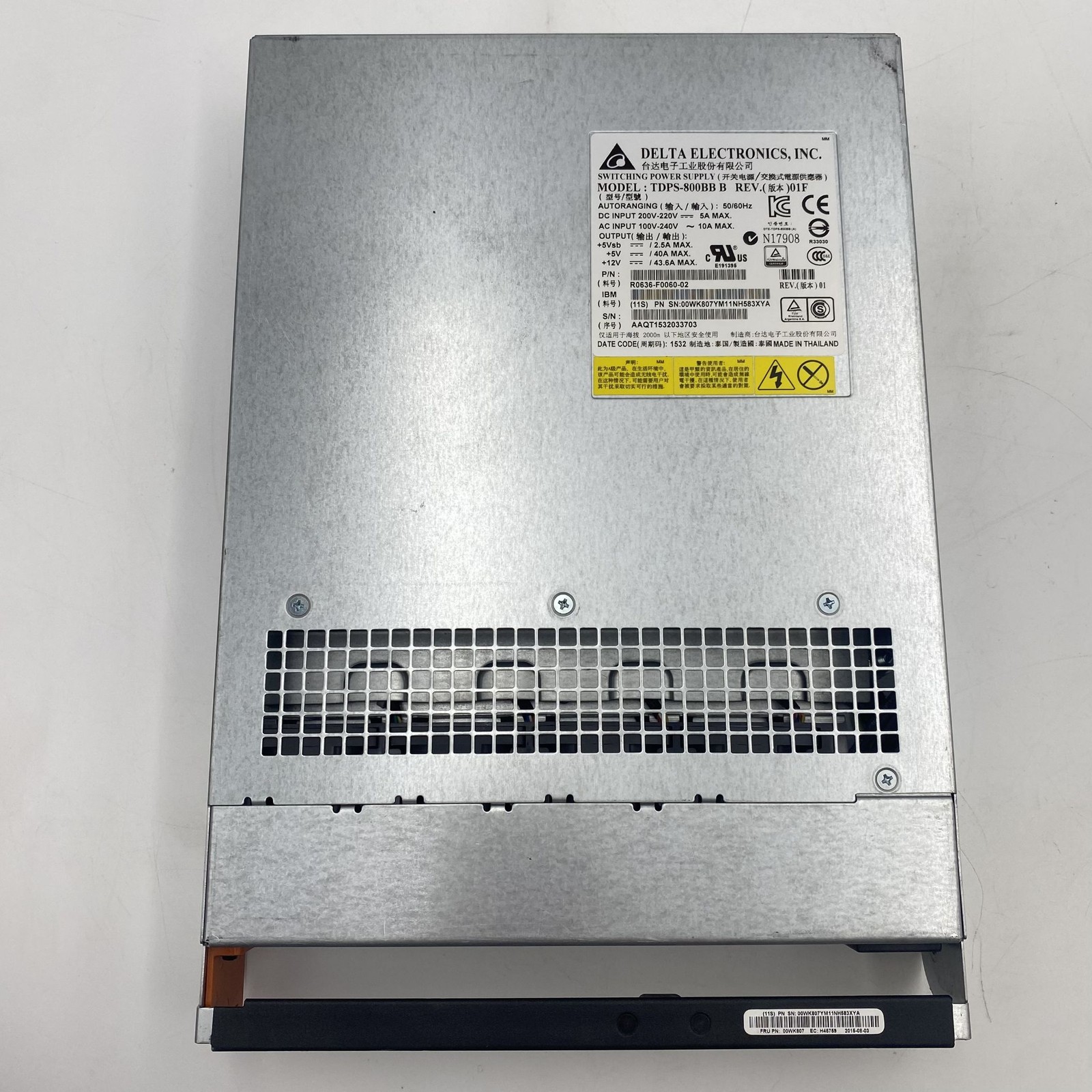 IBM V7000/V3700 EXPANSION 800W POWER SUPPLY 00WK807 98Y2218 01AC550 45W8229